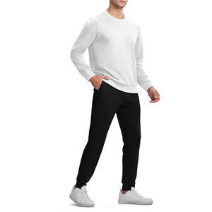 Melbo Sports Ensemble de sport d'hiver pour hommes, col rond, chaud, jogging, gymnastique, entraînement, respirant, 100% coton, polaire - Product Image 5