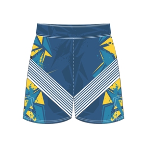 Pantalones cortos de boxeo sublimados con cordón para hombre de poliéster 100% al por mayor diseño personalizado pintado antiarrugas - Product Image 2