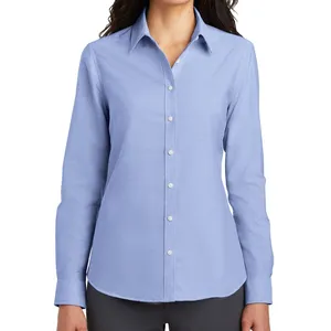 Camicia oversize da donna popeline safai office lady dress shirt collar cuff button down fondo tondo regolabile wambli makmo