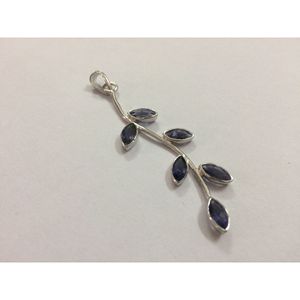Shah Gems - Colgante de Iolita Natural para Mujer, Plata de Ley 925, Engaste de Oro Rosa, Joyería de Platino, Número del Material Principal - Product Image 1