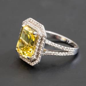 Yellow Sapphire Engagement <b>Ring</b> for Women Large Gemstone <b>Ring</b> with <b>Cubic</b> <b>Zirconia</b> Elegant Jewelry Gift Statement <b>Ring</b> for Her - Product Image 1