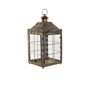 โคมไฟเทียนทำจากไม้และสเตนเลสพร้อมที่จับเชือกสำหรับตกแต่งบ้านและสวน - Product Image 5