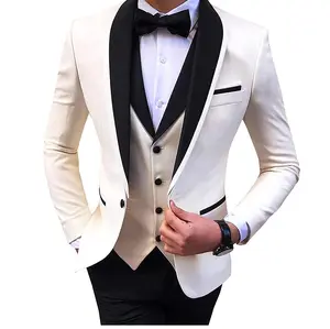Tuksedo Formal pria, setelan tuksedo Formal polos 3 potong, pakaian pesta pernikahan modis sesuai pesanan