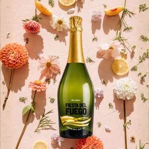 Fiesta del Fuego, Jugo de Uva Blanco Espumoso 100% Airen, 0.0% ABV, Jugo de Uva Espumoso Español, 750 ml - Product Image 2