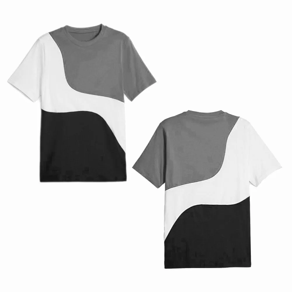Grey and Black New Design Slim Fit Men's T-Shirt Short Sleeve Custom Logo Eco-Friendly and Factory Produced
