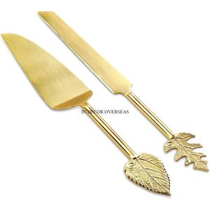 Set Of 3 Unique Different Designer Eye Catching Look High Standard Quality Metal Cake Server And Knife Supplies From India - Product Image 3