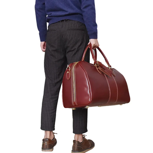 Genuine Leather Weekender Duffel Bag with Zipper Closure and <b>Adjustable</b> <b>Strap</b> for Travel - Product Image 6