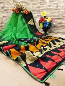 Saree de seda de algodón con trabajo de espejo Colección de Sari indio elegante para boda Fiesta nupcial Festival Desgaste - Product Image 4