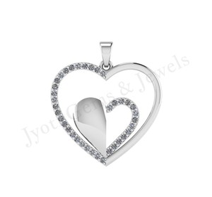 Bijoux fins personnalisés qualité d'exportation 25mm argent Sterling 925 Double coeur Zircon charme Style classique cadeau chrétien pour les femmes - Product Image 1