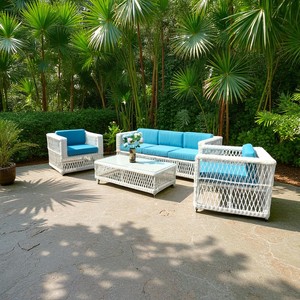 Meubles de patio extérieur durables en PRSF-121 de rotin poly sièges de loisirs en forme de lune pour le remplissage de mousse d'atelier de villa de salon - Product Image 2