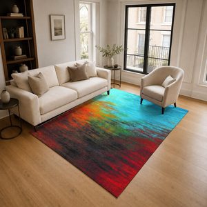 RUGS DEPOT LXDP-0322 Wholesale Green Sage Modern Abstract Digital Printed Machine Washable Chenille Area Rug Non <b>Slip</b> - Product Image 2