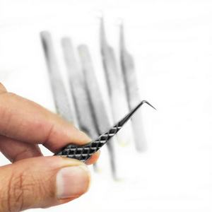 RMI 90 Degrés Pointe Argent Tibia Cils Pince À Cils Diamant Grip Meilleure Qualité Pince À Épiler En Acier Inoxydable - Product Image 1