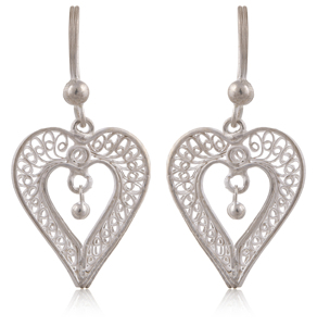 Meilleure vente de haute qualité argent filigrane coeurs désir boucles d'oreilles haute qualité scintillant brillant fournisseur indien mode Stud Style - Product Image 1