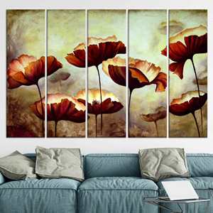 Impression sur toile florale élégante : Œuvre d'art florale moderne pour la décoration de ferme, LOT DE 5 TOILES - Product Image 1
