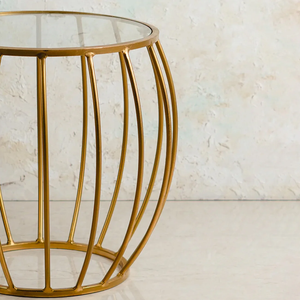 Cadre enduit de poudre de cage de fer avec le dessus en verre Table basse de table d'extrémité latérale pour la décoration intérieure à la maison Table d'extrémité de salon - Product Image 3