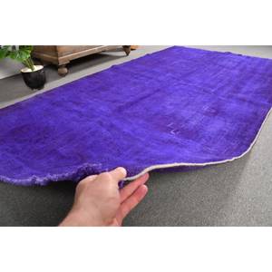 Alfombra turca Vintage moderna, diseño de retazos morados de 4,9x9 pies, látex de lana hecho a mano clásico para pasillo, alfombra rectangular para habitación - Product Image 4