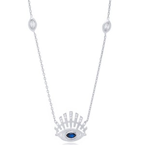 Collar con Colgante de Ojo de Zafiro y Circonita, Hecho a Mano en Turquía, Chapado en Rodio, Cadena de Plata de Ley 925, Joyería para Mujer THEIA - Product Image 5
