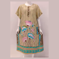 Camisón Juvenil Cómodo para el Día a Día, Largo hasta la Rodilla, de Rayón, Diseño Elegante, Estampado Floral Suave, Cintura Elástica, 2 Bolsillos