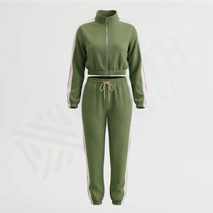 Conjunto Deportivo de Dos Piezas para Mujer, Chaqueta con Cremallera de Algodón y Poliéster Cómodo, Pantalones Jogger, Ropa Casual para Uso Diario, Ropa Deportiva Suave para Gimnasio - Product Image 1