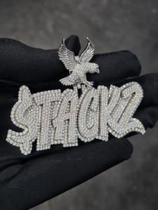 Colgante de Plata de Ley 925 con Moissanita Personalizada, con Diamantes VVS, Chapado en Rodio, Estilo Hip Hop, Colgante con Nombre - Product Image 2