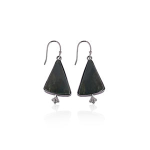 Sang Agate pierres précieuses noir ruthénium laiton fait à la main concepteur balancent boucle d'oreille mode boucles d'oreilles demoiselle d'honneur cadeau Tendy bijoux 2025 - Product Image 1