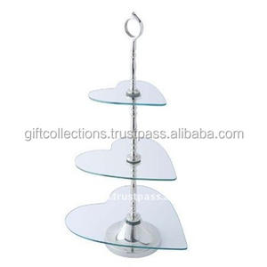 Soporte de lujo para pasteles de 3 niveles Vidrio y metal en forma de corazón para el hogar y el hotel Hermosa mesa de postres Soporte decorativo - Product Image 5