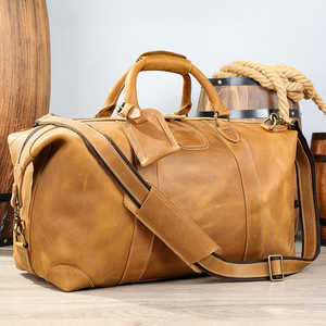 Sac polochon d'affaires en cuir souple de nuit pour hommes noirs sacs de voyage en cuir véritable - Product Image 5