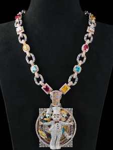 Collar con Colgante de Diamante Moissanite Verde VVS de Plata de Ley 925 Personalizado, Estilo Hip Hop para Hombre, Joyería de Inspiración Religiosa - Product Image 1