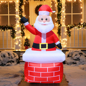 Santa <span class=keywords><strong>Claus</strong></span> Inflable de 6 Pies que Saluda desde la Chimenea, Decoración Navideña Inflable con Luces LED para Jardín, Patio, Césped, Festividades - Product Image 1