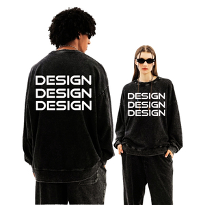 เสื้อสเวตเชิ้ตผ้าฝ้าย 100% ล้างสีแบบวินเทจ สำหรับผู้ชายและผู้หญิง ปี 2026 คุณภาพพรีเมียม นุ่ม สบาย ลำลอง ทันสมัย ทรงโอเวอร์ไซส์ สไตล์สตรีทแวร์ - Product Image 1