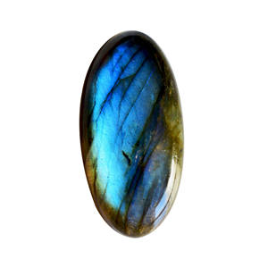 Magnífica piedra preciosa de labradorita azul, con reverso plano, pulida, de forma ovalada, con destellos azules, cabujón de labradorita para la elaboración de joyas. - Product Image 1