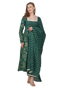 ชุดเดรสผ้าคอตตอนลายจุดสีเขียวทองสำหรับผู้หญิงชุดเดรสลูกไม้แขนยาวแต่งขอบลูกไม้แบบอินเดียสำหรับฤดูร้อน - Product Image 5