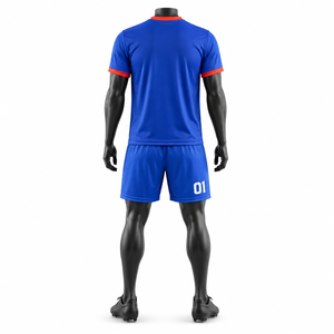 Custom Blue <b>Soccer</b> Uniform Breathable Polyester Football Jersey Shorts Set Quick Dry Team Training Sportswear Custom Name Number - Product Image 3