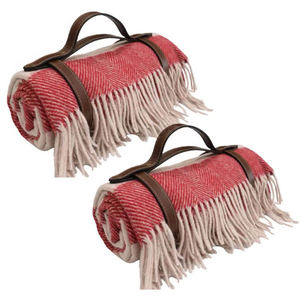 Manta personalizada de color rojo cereza y rosa oscuro a rayas en espiga, ropa portátil de proveedor indio fiable - Product Image 4