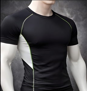 T-shirt de compression sculptant pour homme, en coton doux et élasthanne, extensible, respirant, performance, gym - Product Image 2