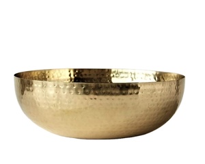 Recipiente para servir de latón pulido dorado de último diseño para ajustes de mesa modernos Tazón de diseño martillado dorado de forma redonda - Product Image 1