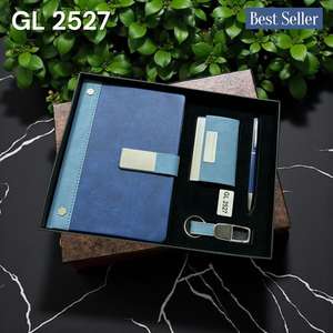 Juego de Cuaderno de Cuero y Metal Hecho a Mano Personalizado, Artículos de Regalo Corporativos Promocionales de Lujo para Navidad, Bolígrafo, Tarjetero, Seda - Product Image 1