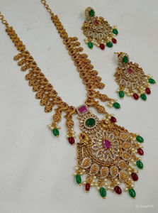 Iindian du sud Kundan Temple bijoux traditionnels Antique mariée mariage bijoux lourd plaqué or femmes ensemble de bijoux femmes - Product Image 2