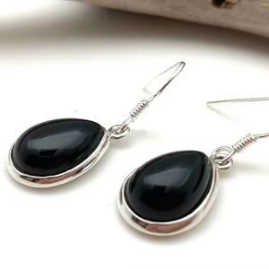 925 boucles d'oreilles classiques en argent massif bijoux pour femmes 925 argent Sterling noir Onyx pierres précieuses Style Boho boucles d'oreilles faites à la main cadeau - Product Image 1