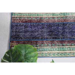 Alfombra Turca Pequeña, Alfombra Vintage de 1.7x3.6 pies, Alfombra de Lana Ikat Azul - Product Image 4