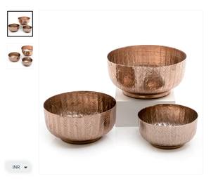 Bol en métal doré rose fait à la main Pièce maîtresse de luxe élégante Accent de table parfait pour la salle à manger ou le salon - Product Image 1