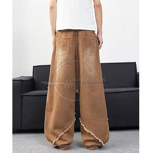 Ropa de calle de talla grande 2025 para hombre, pantalones vaqueros de pierna ancha al por mayor en talla de adulto con logotipo personalizado - Product Image 4