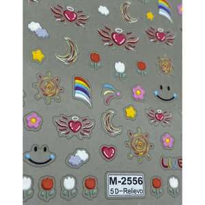 Autocollants 5D en relief pour nail art - Motifs Smily, Arc-en-ciel, Astronaute et Scarabée - Décorations uniques en plastique 3D pour ongles - Product Image 5