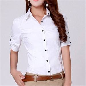 OEM Premium Quality Ladies' Work Office Blouses Plus Size Chiffon Shirts <b>Sequined</b> Embroidered Beaded Buttons 100% Summer Autumn - Product Image 3