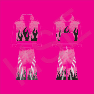 Survêtement tendance à imprimé tie-dye flamme |   Ensemble deux pièces avec logo personnalisé - Product Image 4