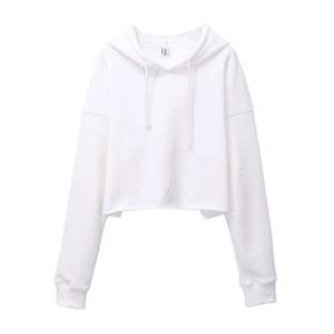 Ensemble sweat à capuche court unisexe en polaire avec logo imprimé en relief sur le devant, haut court pour femme et pantalon évasé, personnalisable pour l'hiver - Product Image 5
