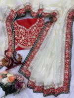 Sari en tissu organza doux ethnique fantaisie indien Bollywood, best-seller, tendance, export, dernière collection exclusive, vêtements de fête pour femmes