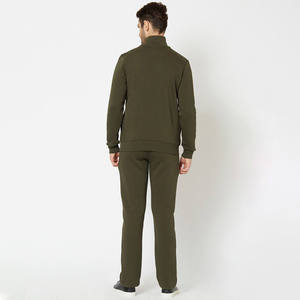 Chándal de gimnasio de dos piezas con diseño personalizado para hombre, conjunto de ropa deportiva con cremallera para entrenamiento físico o correr - Product Image 2