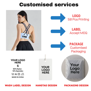 Sujetador deportivo con tiras acolchado en la espalda entrecruzada para mujer 80% nailon 20% Spandex Gym Activewear Top sujetador de Yoga transpirable - Product Image 5