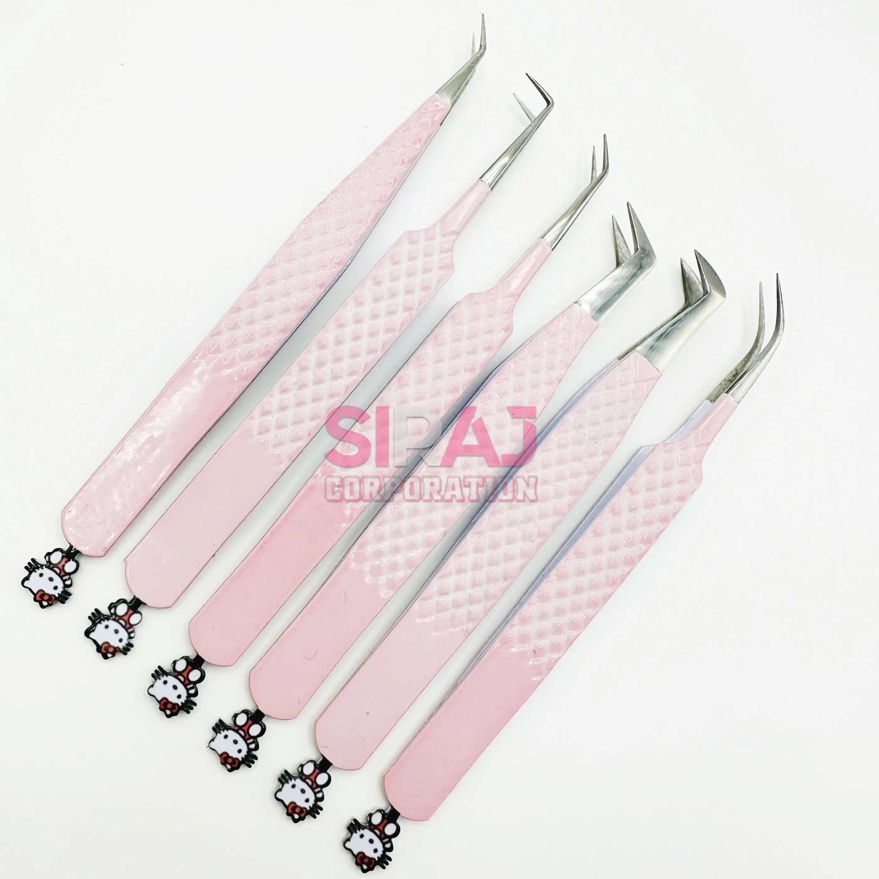 New Arrival Hello Kitty Tweezers Baby Pink Extension Tweezer OEM Stainless Steel Private Label Tweezers Packing Sustainable